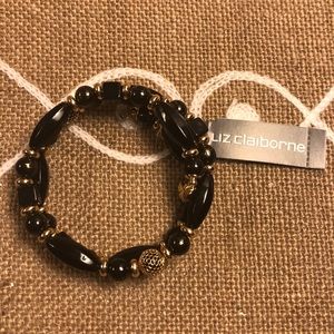 Gold and black wrap around beaded bracelet